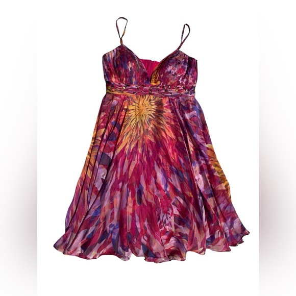 Alberto Makali Dresses & Skirts - Vintage Alberto Makali 100 Silk Whimsical Fairy Y2K Beaded Jeweled Dress Size 12